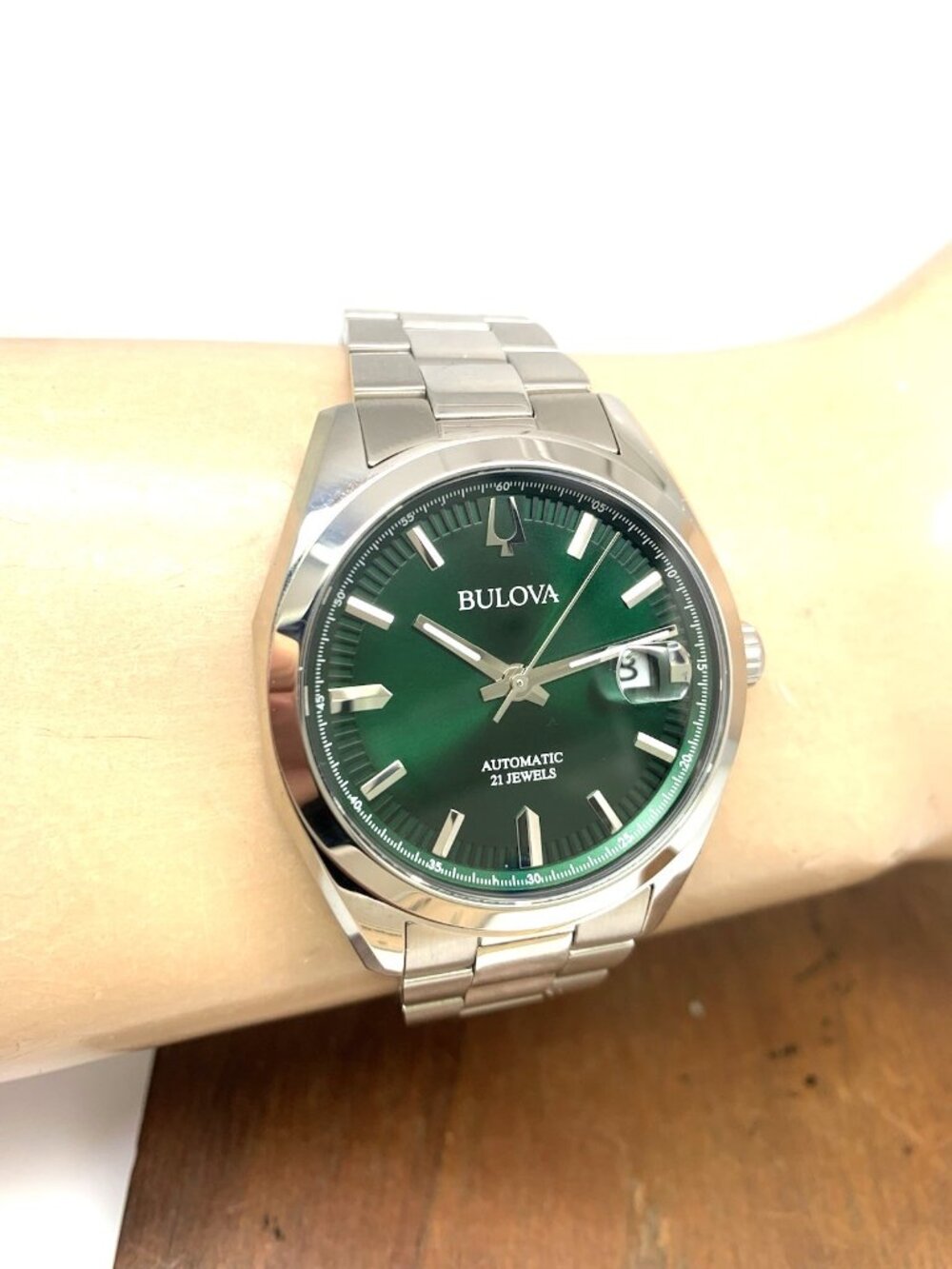 Bulova Men's Watch 96B429 Surveyor Automatic Green Dial Stainless Steel 39mm - Picture 11 of 14